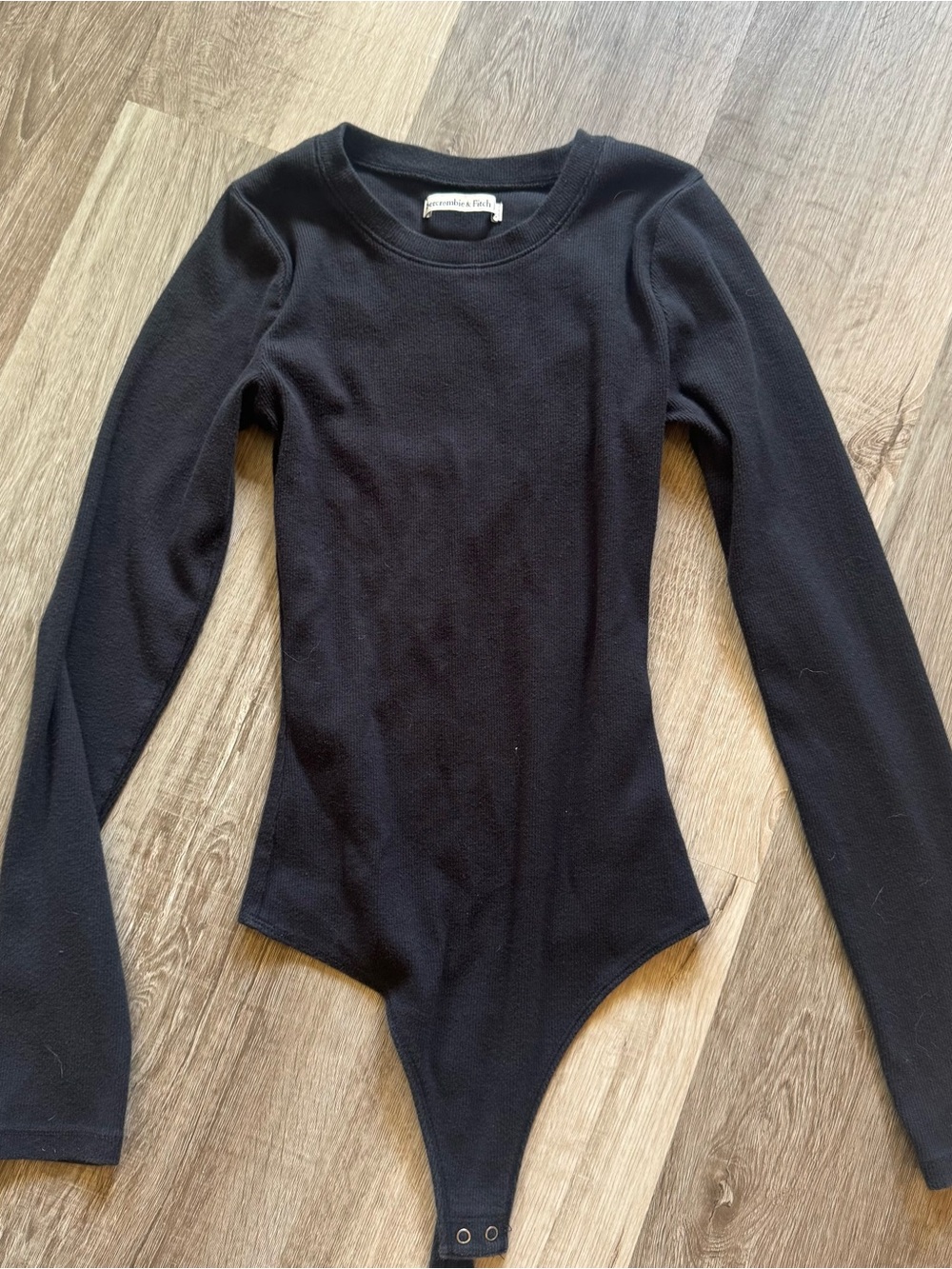 Abercrombie & Fitch Black Long Sleeve Ribbed Bodysuit